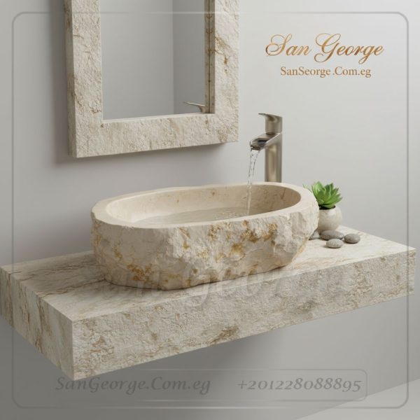 مغسلة رخام طبيعي مستورد X15 تصميم فريد | San George Desin