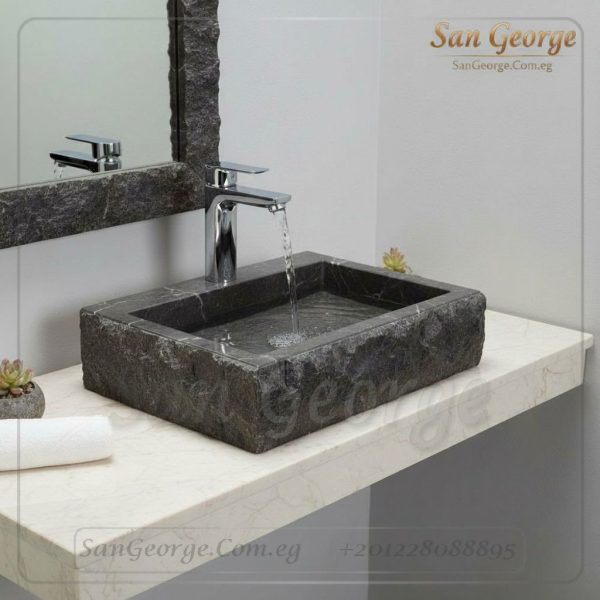 حوض رخام طبيعي اسود مستورد X40 تصميم فريد | San George Desin