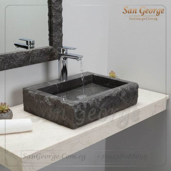 حوض رخام طبيعي اسود مستورد X40 تصميم فريد | San George Desin