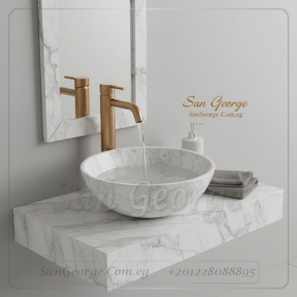 حوض رخام طبيعي ابيض  X40 كونتر توب | San George Design