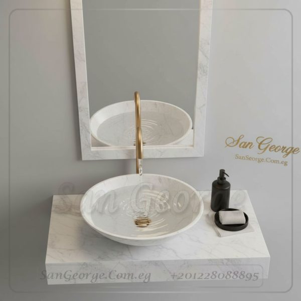 حوض رخام طبيعي ابيض  X42 كونتر توب | San George Desig