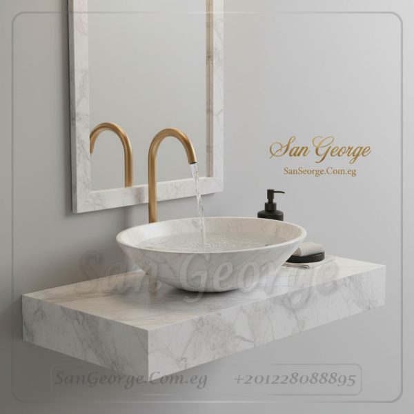 حوض رخام طبيعي ابيض  X42 كونتر توب | San George Desig