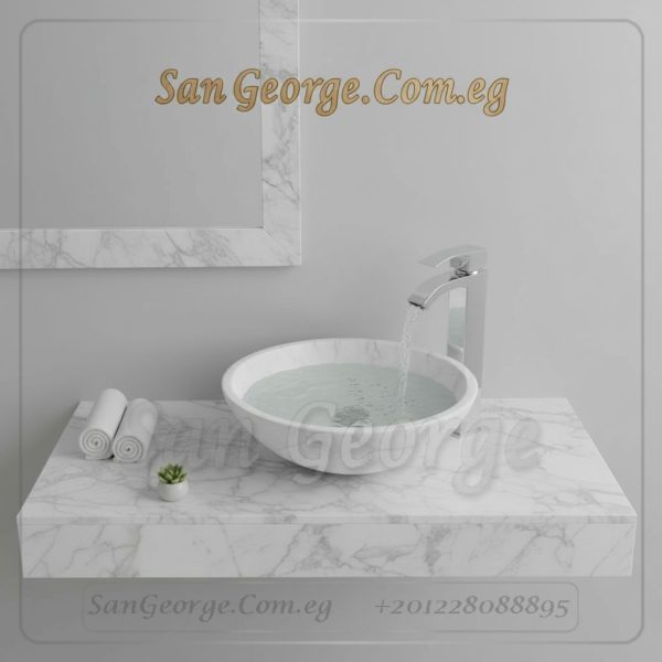 حوض رخام طبيعي ابيض  X43 كونتر توب | San George Desig