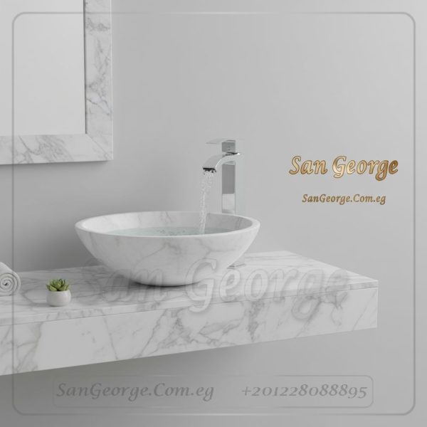 حوض رخام طبيعي ابيض  X43 كونتر توب | San George Desig