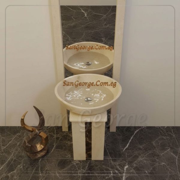 Marble Basin حوض بريشيا داينو بالعمود بيج × بني Hand Made من San George Design