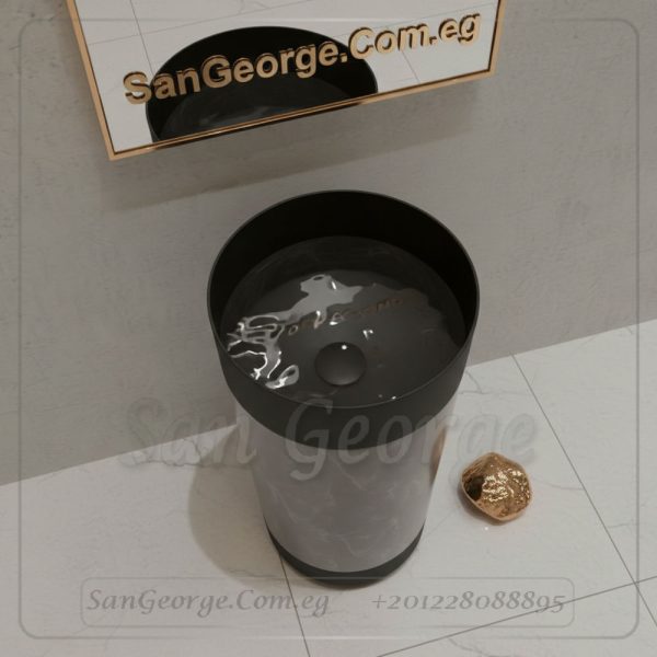 حوض ميترا أخضر زيتوني داكن ورخام 40 | San George Design