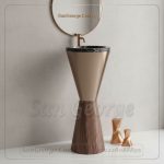 حوض كوني كال ماجستيك قمعي ذهبي وحوض رخام 90×40 | San George Design
