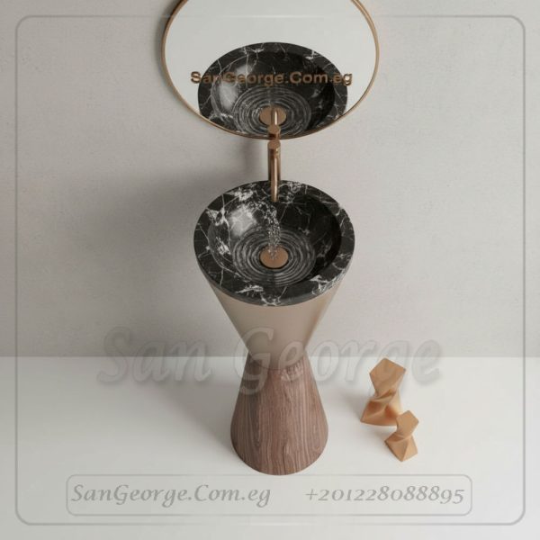 حوض كوني كال ماجستيك قمعي ذهبي وحوض رخام 90×40 | San George Design