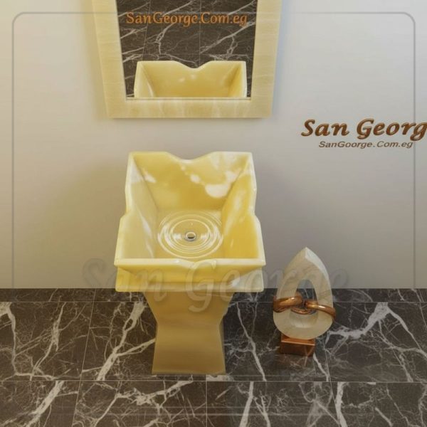 Honey Alabaster Marble Circular Sink من سان جورج
