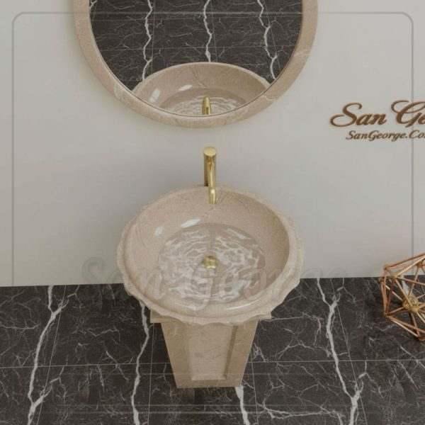 وحده حوض رخام بالعمود حمام مودرن رخام طبيعي مصري MRB-_U-_B-022