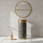 حوض هيريتيج رخام طبيعي وستانلس روز جولد 90×40 | San George Design