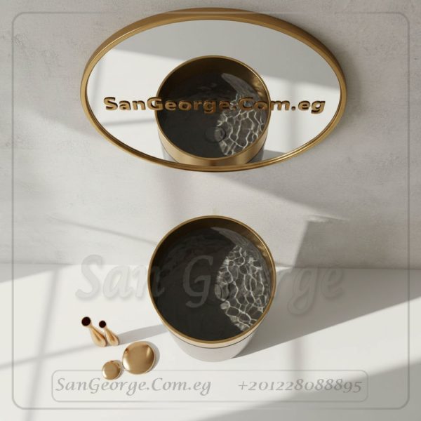 حوض هيريتيج رخام طبيعي وستانلس روز جولد 90×40 | San George Design