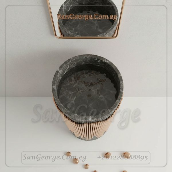 حوض جير ستانلس مدرج ورخام أسود ملكي 40×40 | San George Design