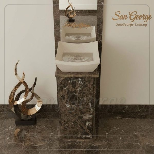 وحده حوض رخام طبيعي عمود امبرادور مزخرف Hand Made من San George Design