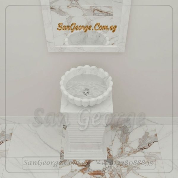 وحده حوض رخام طبيعي ابيض Hand Made من San George Design