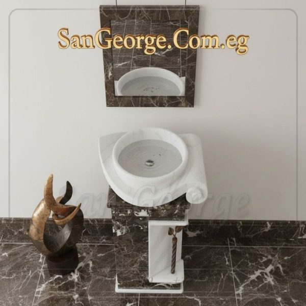 وحده حوض رخام طبيعي امبردوار × ابيض Hand Made من San George Design
