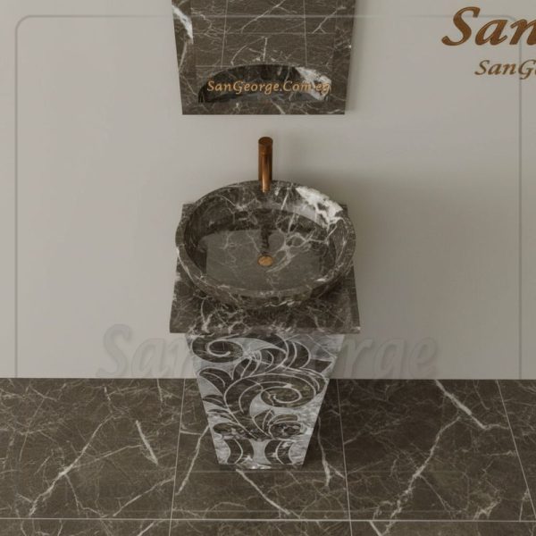 حوض رخام طبيعي عمود امبرادورمزخرف Hand Made من San George Design