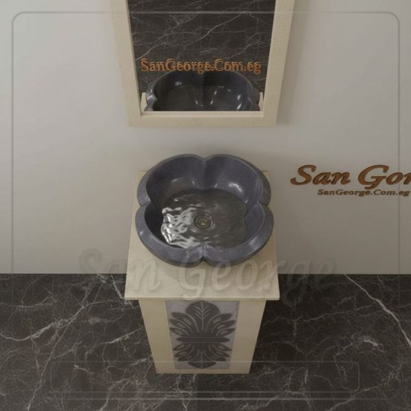 مغسله من ال رخام عمود بيج مزخرف اسود Hand Made من San George Design