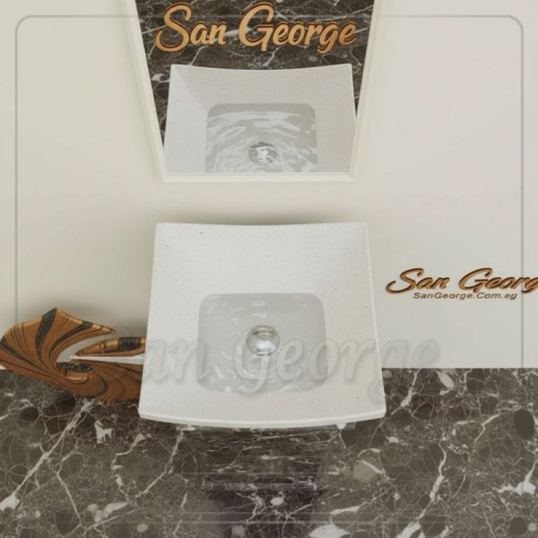 وحده حوض رخام طبيعي عمود امبرادور مزخرف ابيض Hand Made من San George Design