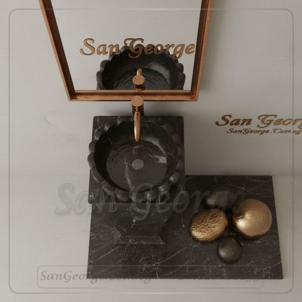 وحده حوض رخام طبيعي اسود Hand Made من San George Design