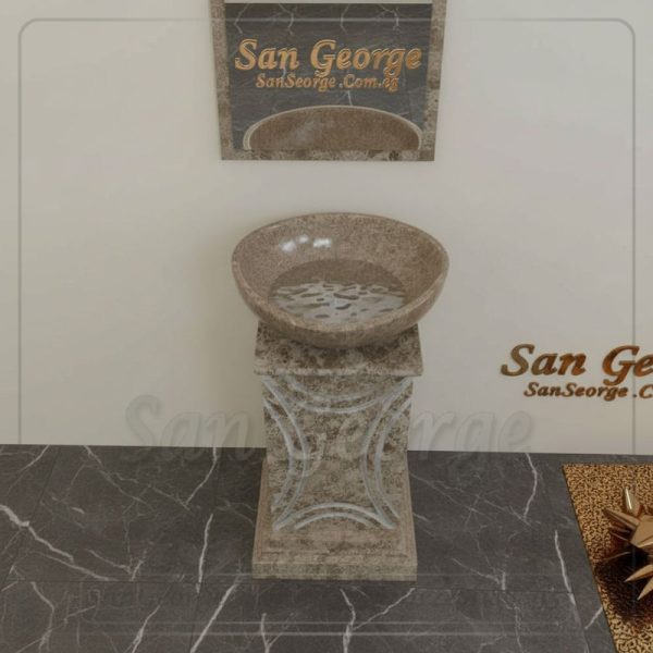 حوض حمام من الرخام بيج مزخرف Hand Made من San George Design