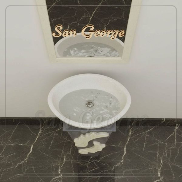 حوض رخام طبيعي عمود مزخرف Hand Made من San George Design