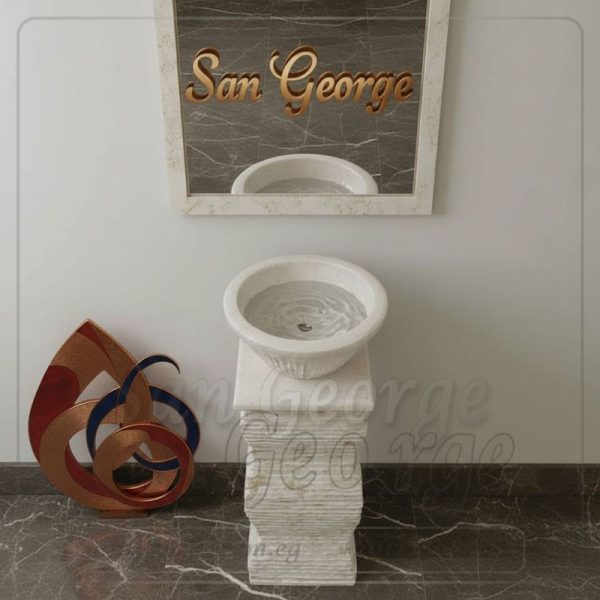 Real Stone Basin off white Hand Made من San George Design
