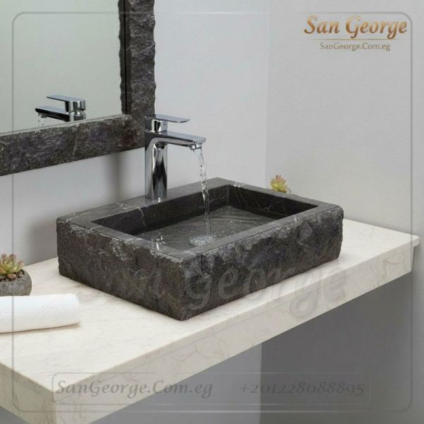 حوض رخام طبيعي اسود مستورد X40 تصميم فريد | San George Desin