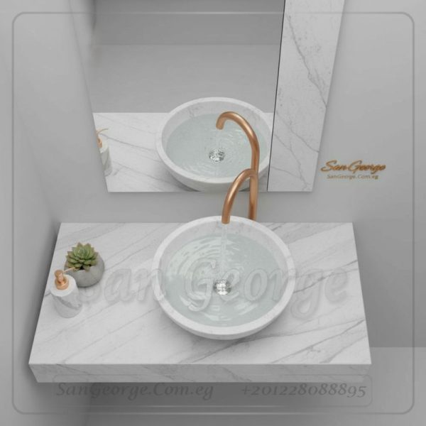 حوض رخام طبيعي ابيض  X41 كونتر توب | San George Desig