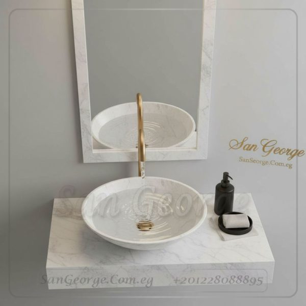 حوض رخام طبيعي ابيض  X42 كونتر توب | San George Desig