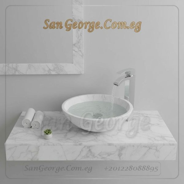 حوض رخام طبيعي ابيض  X43 كونتر توب | San George Desig