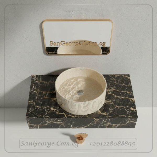 حوض بيج ماربل ستانلس مطبوع بني فاتح 40 | San George Design
