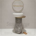 حوض فلوتينج رخام أبيض وستانلس ذهبي 40 | San George Design