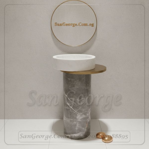 حوض فلوتينج رخام أبيض وستانلس ذهبي 40 | San George Design