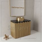 حوض أوفر كونتر مواسير ذهبية ورخام أسود 90×40 | San George Design