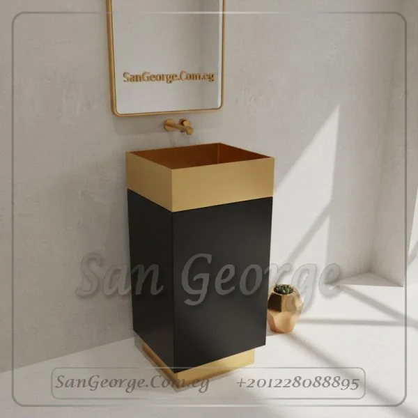 حوض تريو تيك بمواسير ذهبية ثلاثي الألوان 90×40 | San George Design