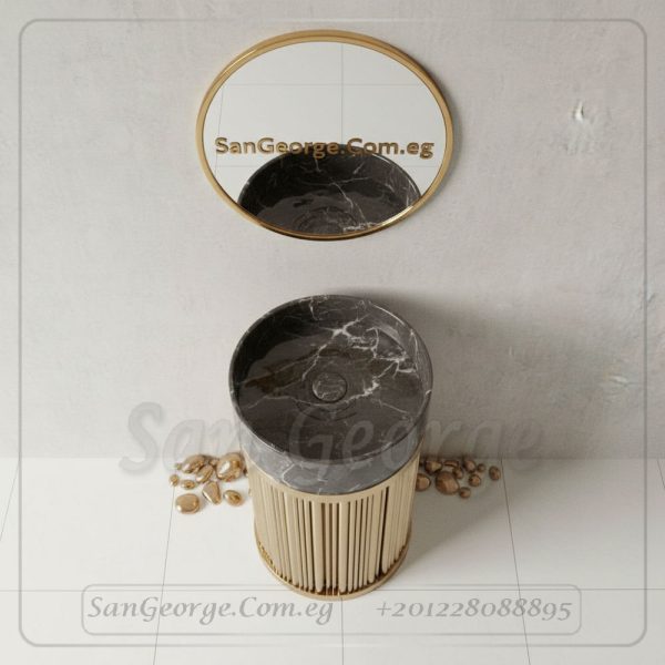 حوض كونسول رويال رخام إسباني أسود وذهبي 90×40 | San George Design