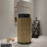 حوض ديكور رخام أسود مضلع مع حامل ذهبي ستانلس 90×40 | San George Design