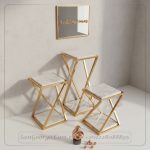 طاولة ديكور إيليت ستانلس ذهبي ورخام أبيض 70×30 | San George Design