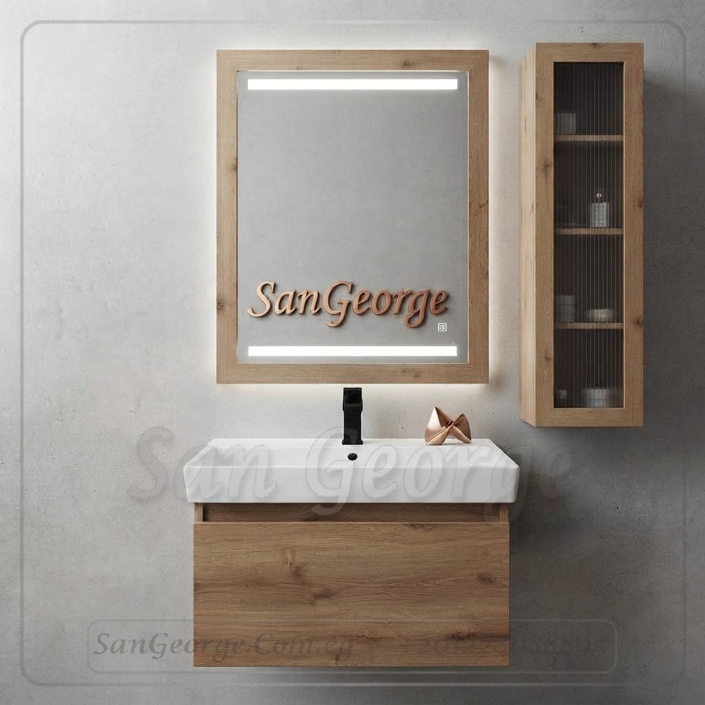 sgc-bu-7 أثاث حمام بورديوم أرضية أبيض درجين مع حوض كليوبترا ضمان 10 سنوات | San George Design - الصورة 1